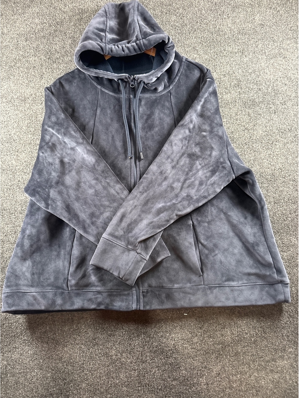 Time and Tru Womens 3X Gray Tie Dye Full Zip Hoodie Jacket Plus Size